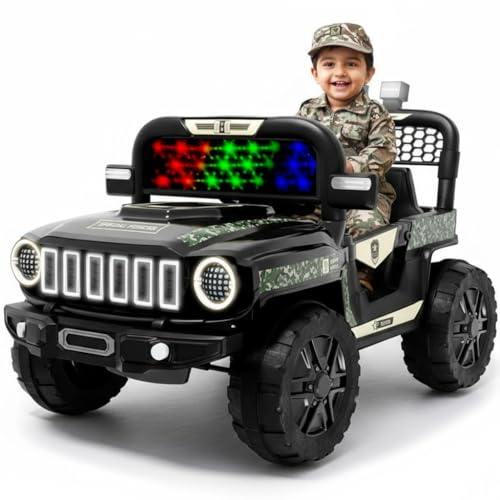 Lifelong 12V Electric Ride-On Jeep Car for Kids | Remote Control, Bluetooth Music, LED Lights | BIS Certified, 6 Months Battery Warranty, Up to 60 Min Run Time for 2–8 Yrs Boys Girls (LLEV09)