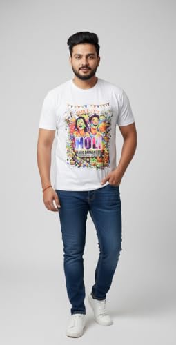 Men’s Holi Special White Graphic