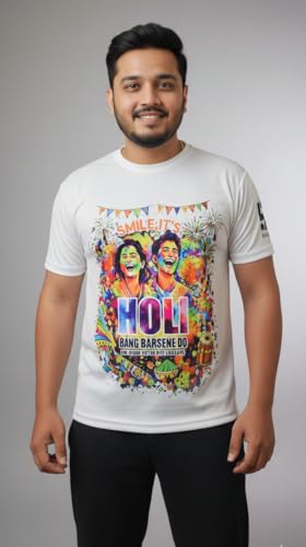 Men’s Holi Special White Graphic