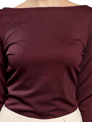 ATHENA LIFESTYLE Purple Regular Sleeves Solid Casual Top - Image 4