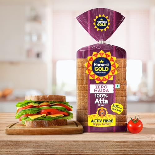 Harvest Gold 100% Atta Whole Wheat Zero Maida Breakfast Bread, 450 g