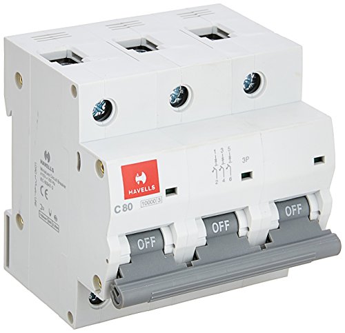 Havells DHMJCTPF080 PVC Plastic 80A TP C MCB (White), Standard