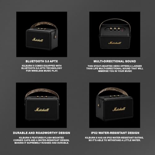 Marshall Kilburn II 36W Portable Bluetooth Speaker - Black & Brass - Image 4