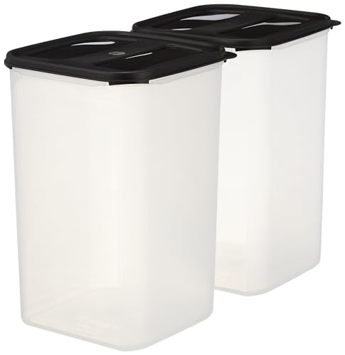 Amazon Brand - Solimo Antimicrobial Square Modular Plastic Storage Container (7.5 L Each) | Stackable | BPA-Free | Multipurpose Use for Snacks, Spices, & More (Set of 2) (Black)