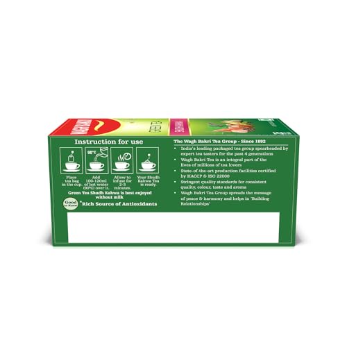 Wagh Bakri Green Tea Shudh Kahwa Tea Bag, 25 Tea Bag*2.5G, 62.5 Grams - Image 6