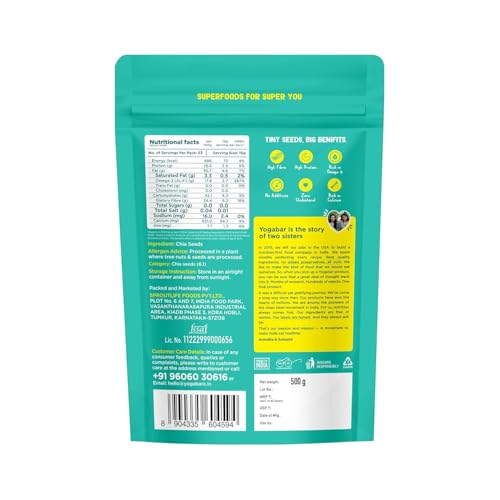 Yogabar Chia Seeds 1Kg (500g x Pack of 2) - Image 2