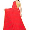 AKHILAM Women's Chiffon Woven Border