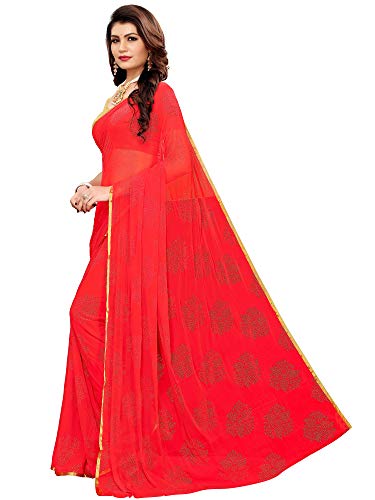AKHILAM Women's Chiffon Woven Border