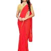 AKHILAM Women's Chiffon Woven Border