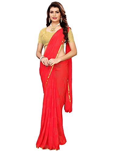 AKHILAM Women's Chiffon Woven Border