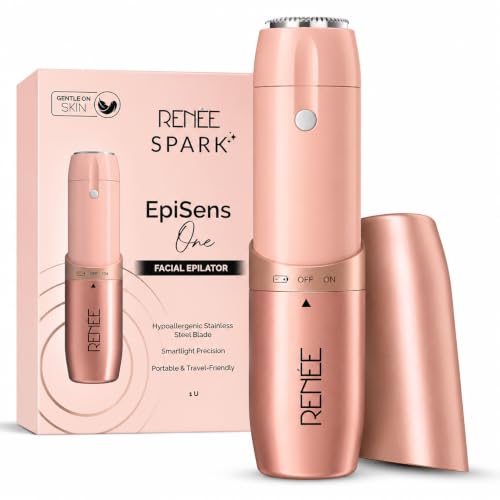 RENEE Spark EpiSense One Facial Hair Remover | Cheeks, Upper Lip & Chin, Gentle On Skin | With Hypoallergenic Stainless Steel Blade & Smartlight Precision | For Women | 1 Unit