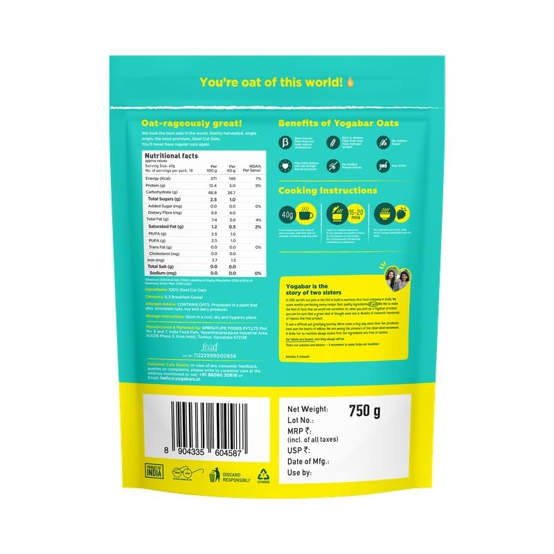 Yogabar Steel Cut Oats 750g