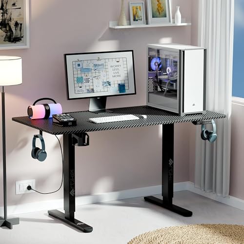ARTIKEL Artidesk Eco Electric Height Adjustable Table for Office Work & Home-Sit Stand Gaming Desk 80kg Load, Cup Holder, 2 Hooks,Cable Organizer 2Split Tabletop (Black, 120x60 CM)