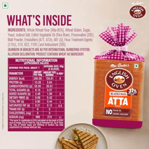 English Oven Zero Maida 100% Atta Bread, 400 g - Image 6