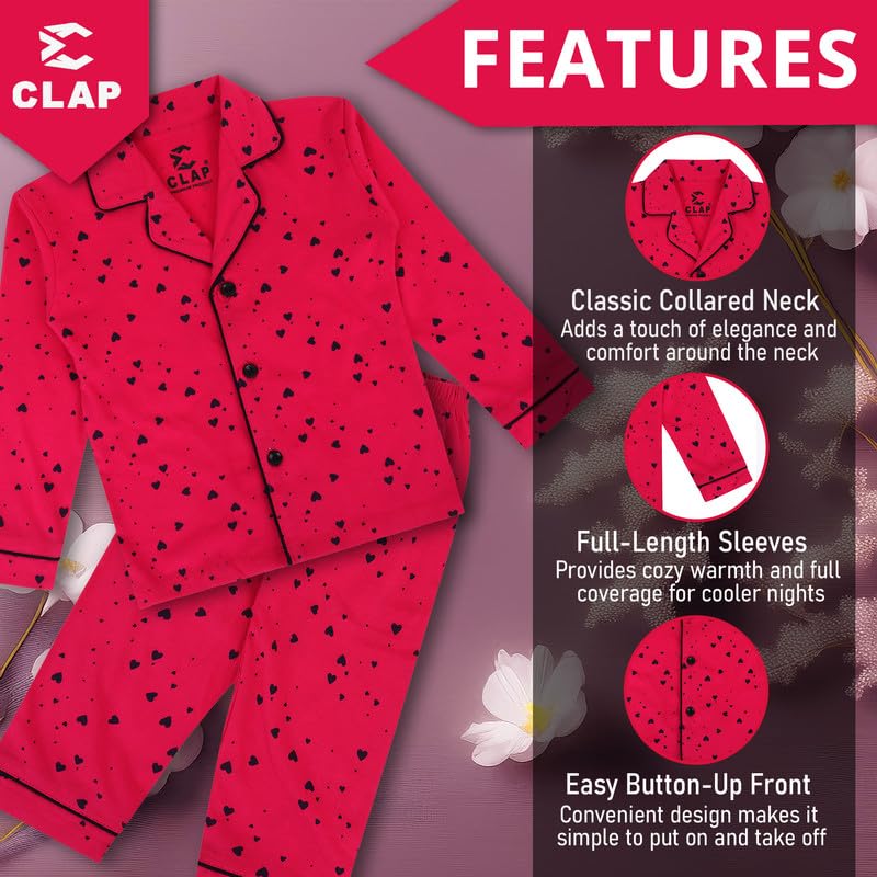 CLAP Kids Cotton Printed Full Sleeves Night Suit - Image 3