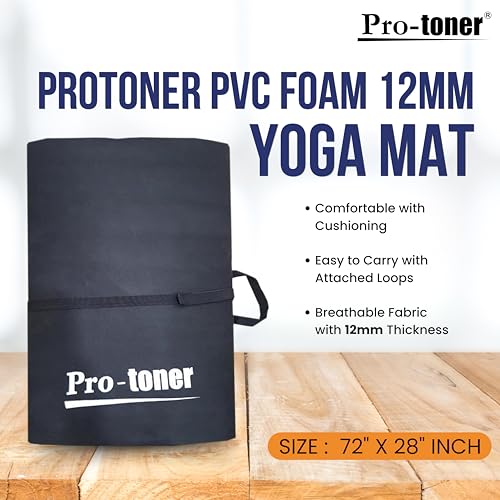 Protoner 12 mm foldable yoga mat (Black) - Image 2