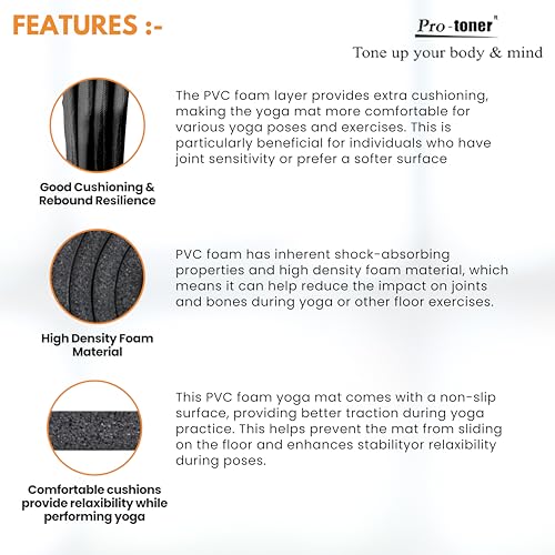 Protoner 12 mm foldable yoga mat (Black) - Image 3