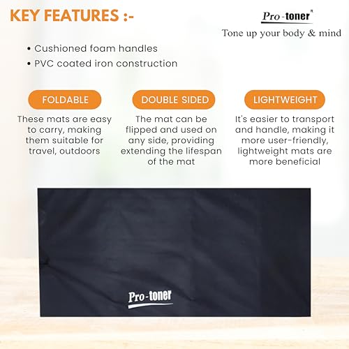 Protoner 12 mm foldable yoga mat (Black) - Image 4