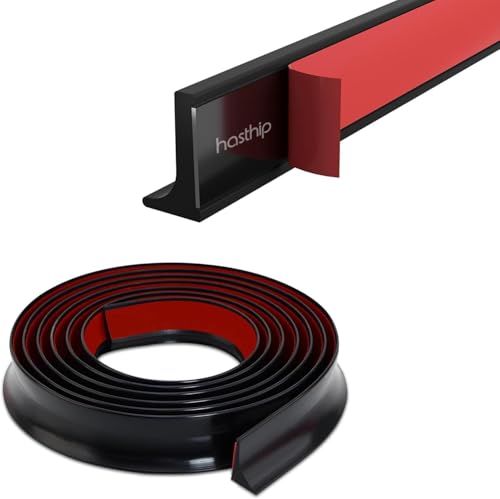 HASTHIP® 1M Silicone Water Stopper with Glue Collapsible Threshold Water Dam Barrier Strip for Shower, Self-Adhesive, Bathroom Tub Water Retaining Stopper Bendable, Dry and Wet Separation Strip