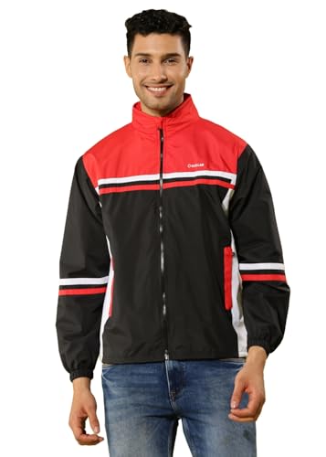 Dollar Men's Polyester Colourblock Windcheater Jacket With Zipper Pockets