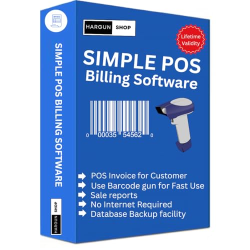 Hargun Shop Simple Pos billing Software Lifetime Validity | 80mm 3 Inch | 58mm 2 Inch Thermal Receipt - Software for PC | Retail Shop Billing Software kirana store | Latest Version (Email Delivery in 2 hours- No CD)