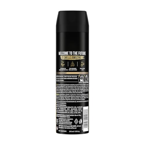 Axe Gold Temptation Long Lasting Deodorant Bodyspray for Men 215 ml - Image 4