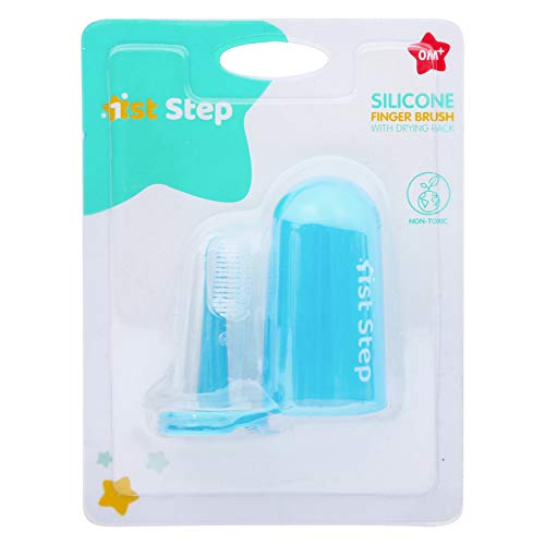 1st Step Silicone Finger Brush with Drying Rack(Blue) - Image 3