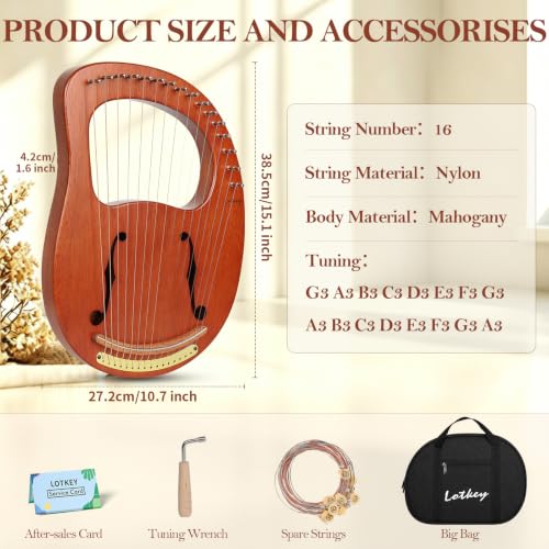 Lyre Harp, Lotkey 16 Metal