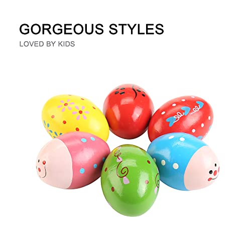 6Pcs Wooden Egg Shakers Hand Musical Maracas Percussion Instruments - Image 2