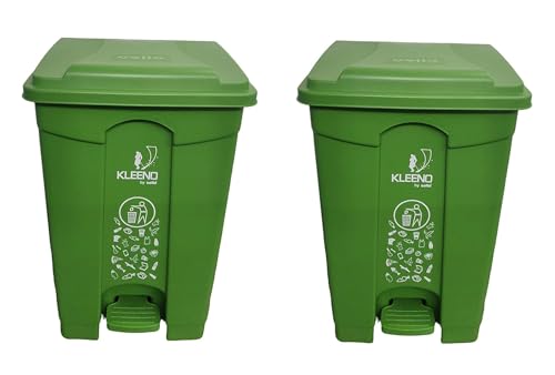 Cello Strong Plastic Step-On Pedal Garbage Dustbin 60 Ltr, Green/Green (Combo)