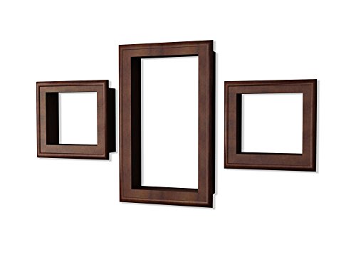 Home Sparkle Set of 3 Wall Shelves/Frames Engineered Wood (Brown) - Image 3