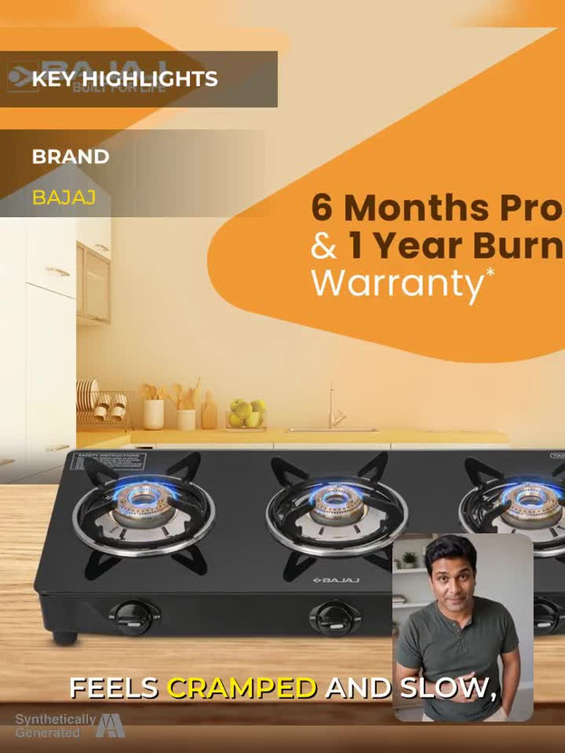 BAJAJ UCX 2B Glass Manual Gas Stove (2 Burners) - Image 2