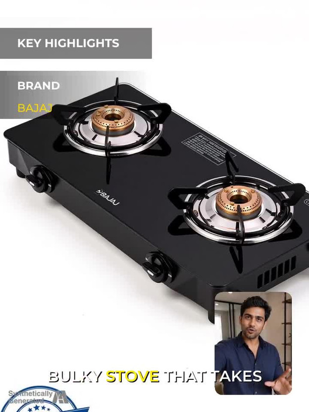 BAJAJ UCX 2B Glass Manual Gas Stove (2 Burners) - Image 3