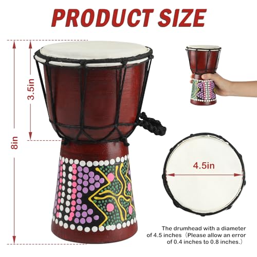 Wood Djembe Drum, 4.5'' x