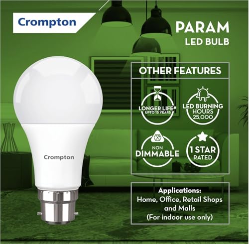Crompton Param 13W Round B22 LED Cool Day Light - Image 3