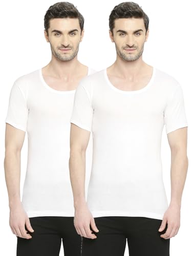 VIP Bonus Premium RNS Men's 100% Cotton Round Neck Half Sleeve White Vest