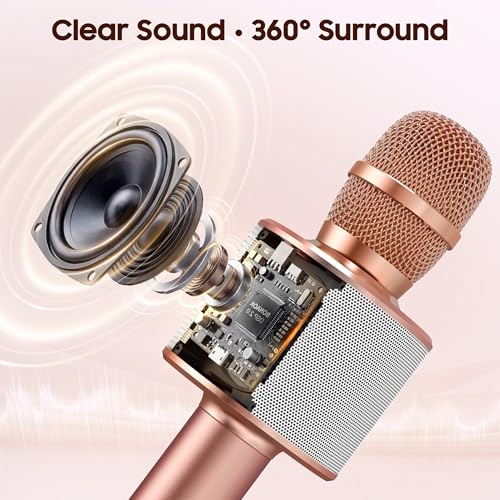 BONAOK Wireless Bluetooth Karaoke Microphone,3-in-1