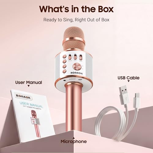 BONAOK Wireless Bluetooth Karaoke Microphone,3-in-1