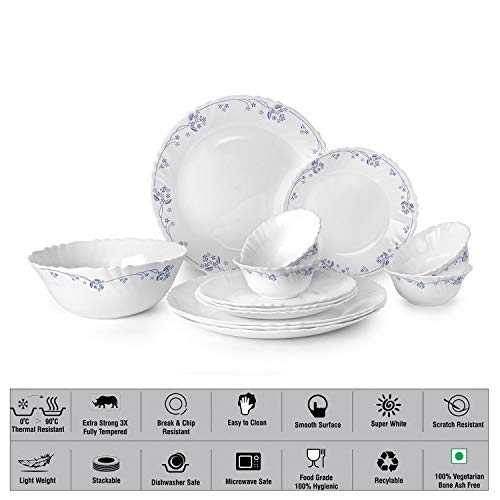 Cello Imperial Dinner Set, 13-Units, White/Dainty Blue - Image 4