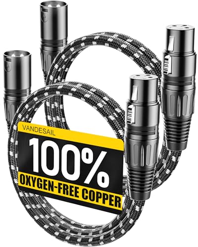 XLR Cable, VANDESAIL 3ft 2 Pack Microphone Cable XLR Male to Female