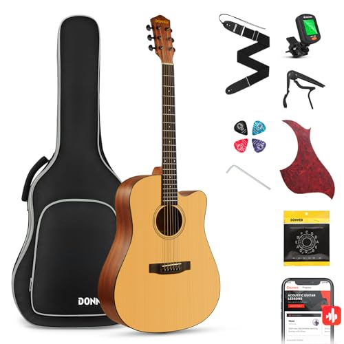 Donner DAG-1C 41 Inch Full-size Cutaway Acoustic Guitar Spruce Mahogany Body