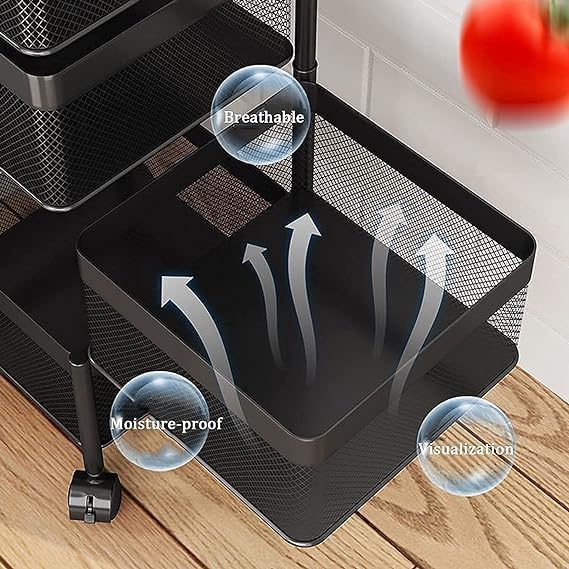 Homeor Multi-Purpose Mesh Rotating Trolley