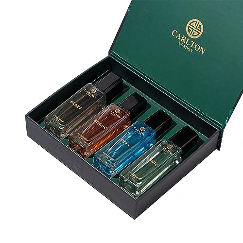 Carlton London Iconic Men Liquid Perfume Gift Set Premium Fragrances With Woody Citrusy Scent Defy Rogue Blaze & Runic Long Lasting Edp Perfume I 4X20 Ml