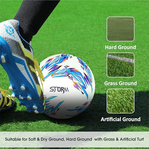 Nivia Combo Storm 2.0 Football (Size - 5, White/Blue) with Ball Pump - Image 4