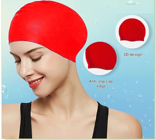 Swimming Set Combo with Goggles, Cap, Nose & Ear Plugs (Blue Red) - Image 3