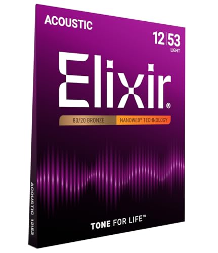 Elixir Light Nanoweb 80/20 Bronze Acoustic Guitar Strings