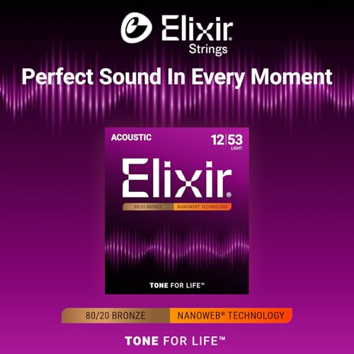 Elixir Light Nanoweb 80/20 Bronze Acoustic Guitar Strings - Image 3