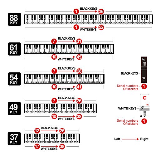 Removable Piano Sticker, 88/61/54/49/37 Key