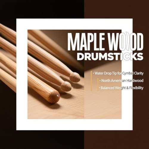 WOGOD 5A Drum Sticks Maple Drumsticks (Two pair) - Image 3