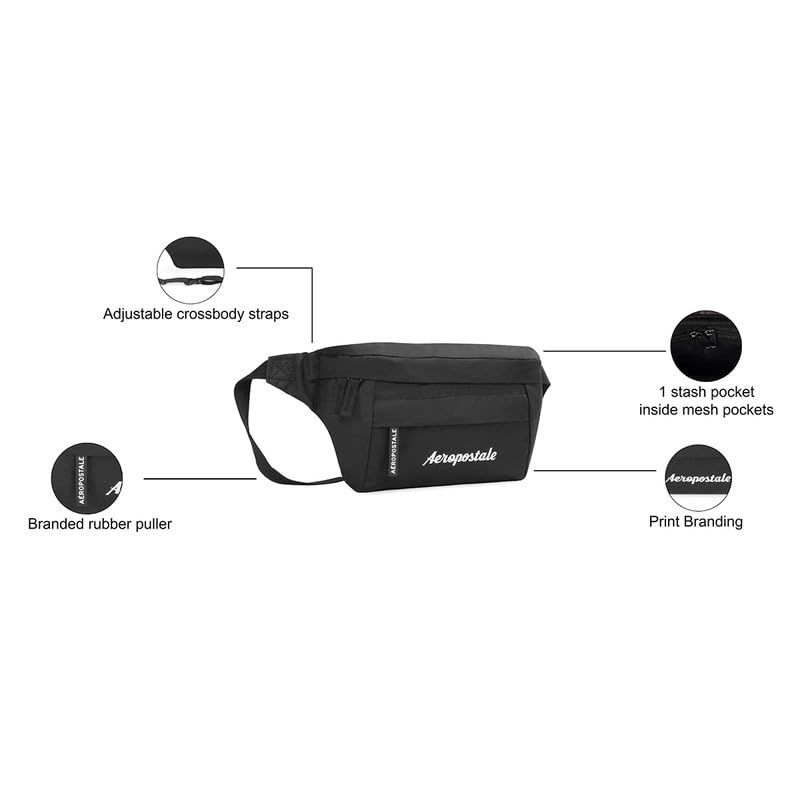 Aeropostale Arbor Unisex Waist Pouch Bags & Cases - Black - Image 6